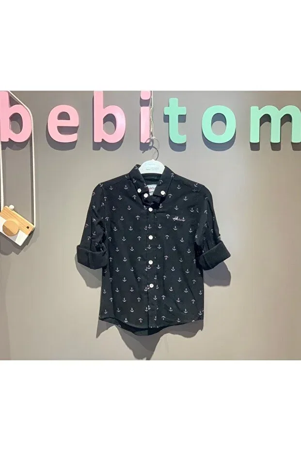 Детская рубашка с принтом Anchor Patterned Bebitomkids, Black