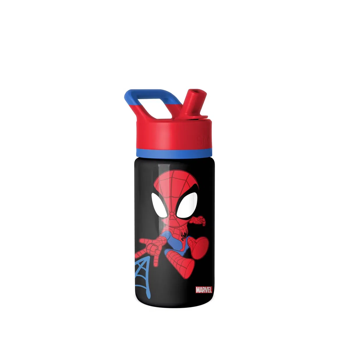 Детская бутылка для воды 14 унций с трубочной крышкой Summit Spidey Simple Modern, Black
