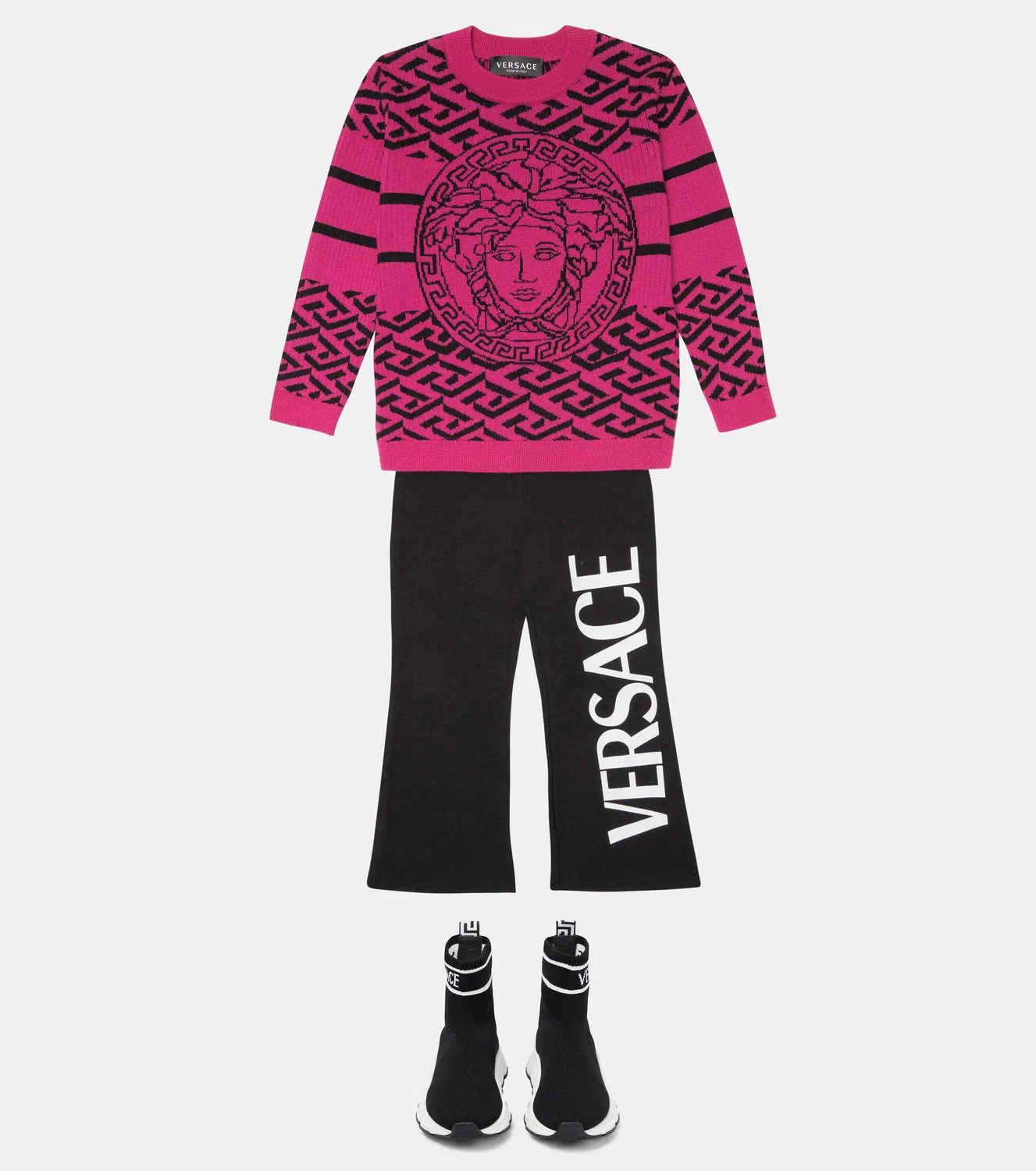 Свитер шерстяной Medusa Greca Versace Kids, розовый — фото 2