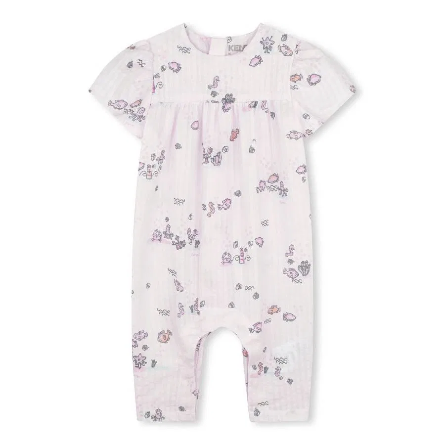 Комплект для девочек с комбинезоном с коротким рукавом Girls Graphic-Print Short Sleeve Romper Kenzo, Pink