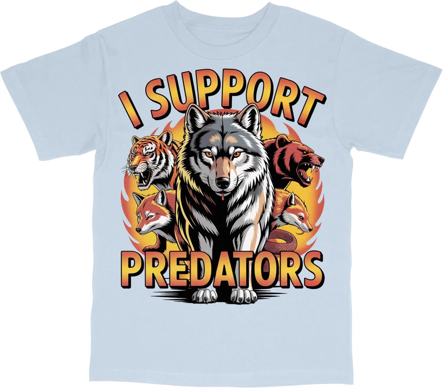 Футболка с принтом волка Predator, Light Blue