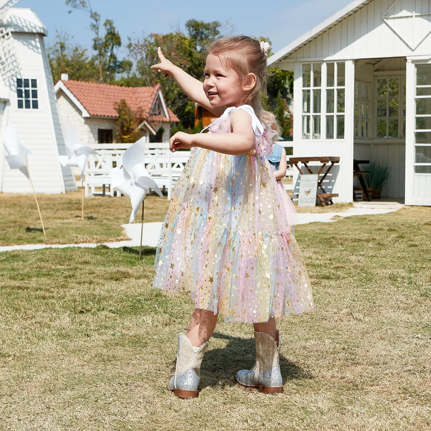 Детские сапоги для девочек с блестками Cowgirl Boots IUV KIDS, Silver Glitter — фото 2