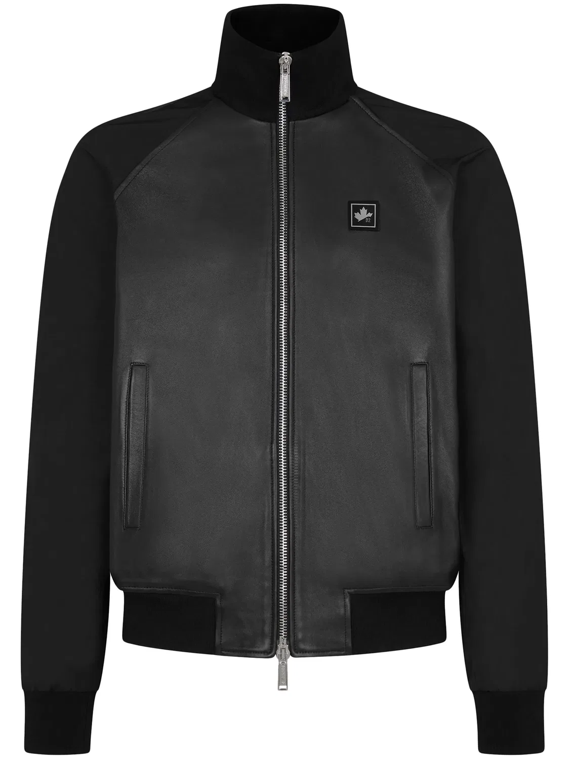 Панельная кожаная спортивная куртка DSQUARED2, черный