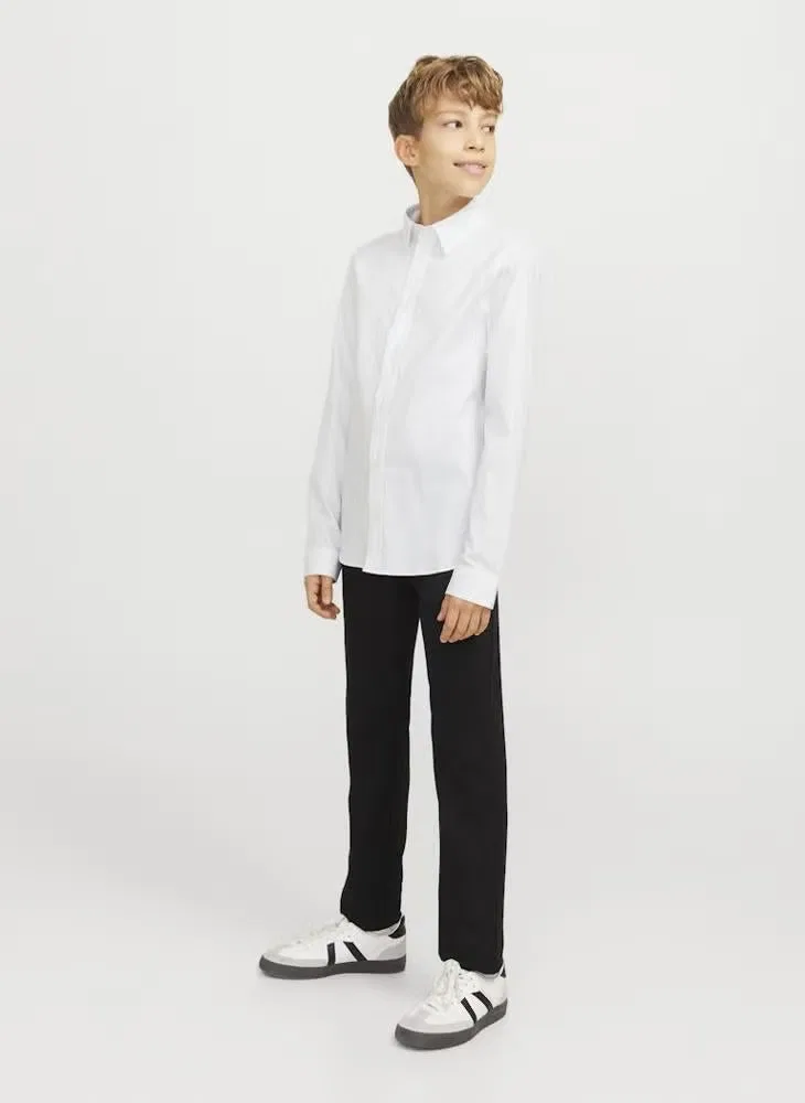Рубашка классическая с длинным рукавом JJAxel Jack & Jones Junior, белый — фото 4