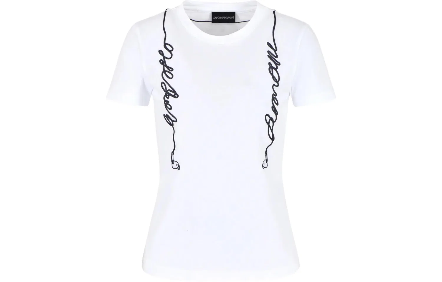 Футболка с вышивкой логотипа, slim fit, короткий рукав, EMPORIO ARMANI, White