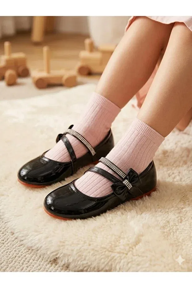 Детские балетки для девочек кожаные Candaşlar, Black