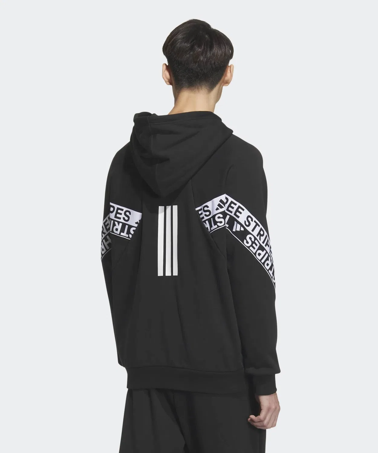 Мужская куртка свободного кроя с принтом, модель Wording Pack, Adidas, Black — фото 2