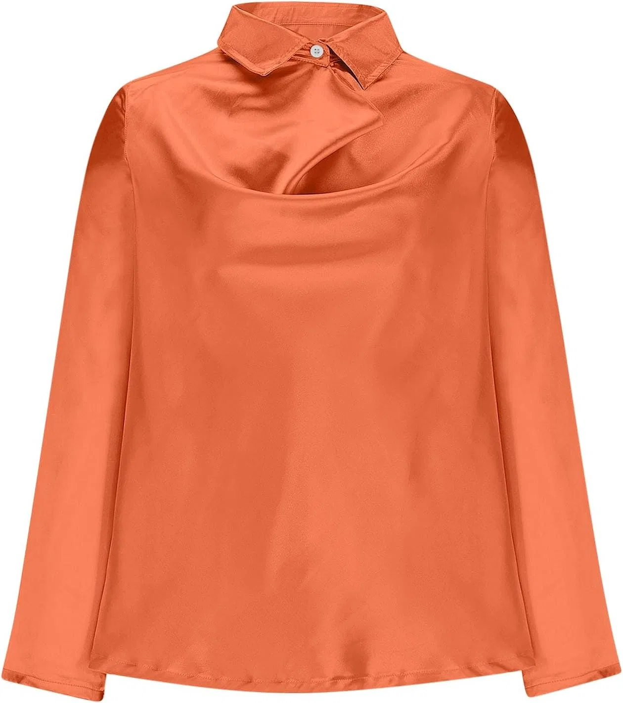 Женская элегантная блуза из сатина с воротником-качели Pelang, Orange — фото 4