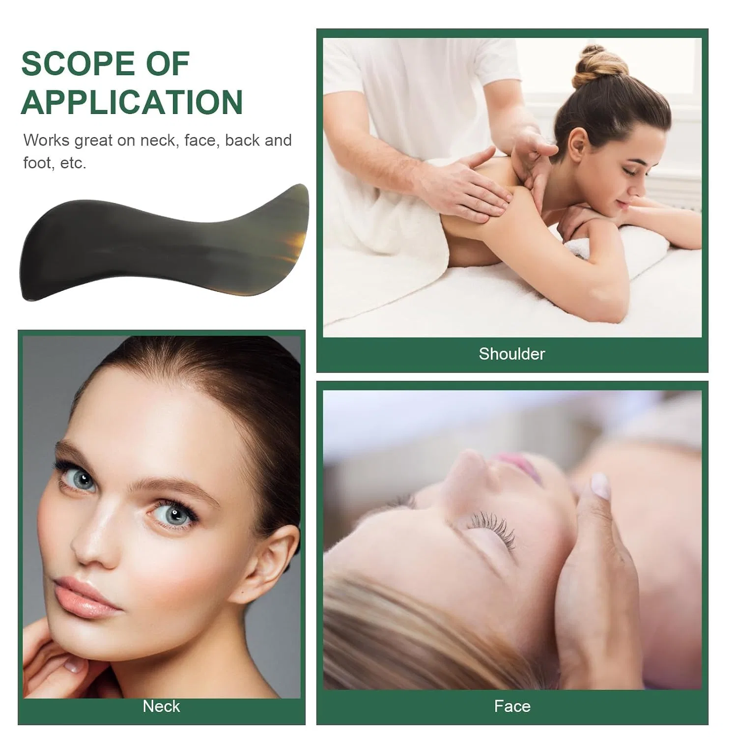 Gua Sha Скребок из натурального рога, OSOLADY, 1 шт, 14.3x3.5x0.4 см — фото 3
