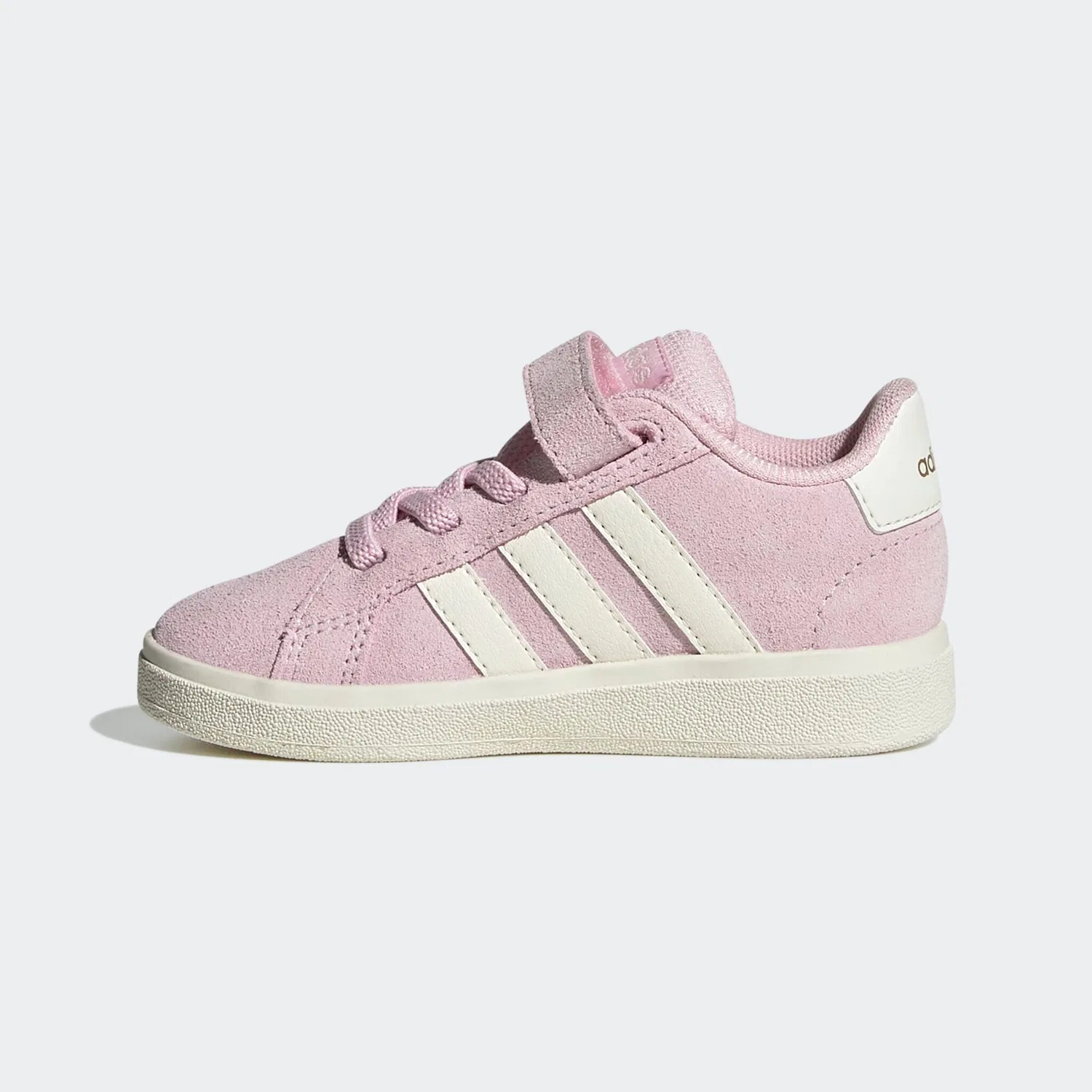 Детские кроссовки на липучках Adidas Sportswear, Clear Pink/Off White/Gold Metallic — фото 3