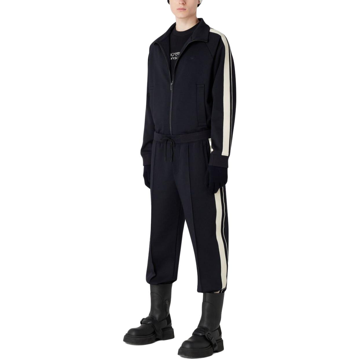 Черные спортивные брюки EMPORIO ARMANI с полосатыми деталями — фото 4