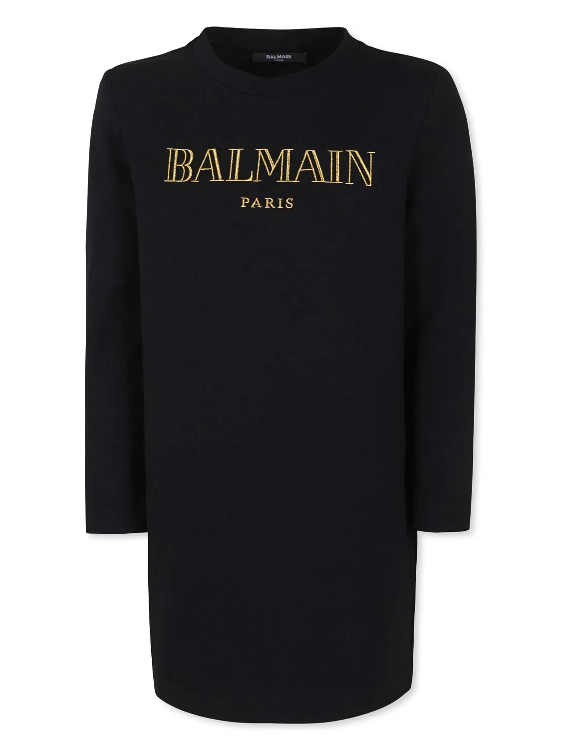 Платье из джерси с вышитым логотипом Balmain, черный