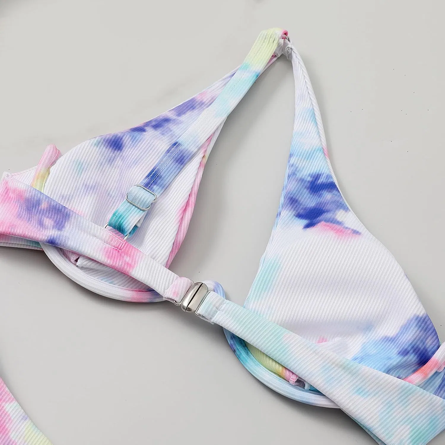 Женский бикини-комплект с одним плечом с вырезами Tie Dye, Purple — фото 3