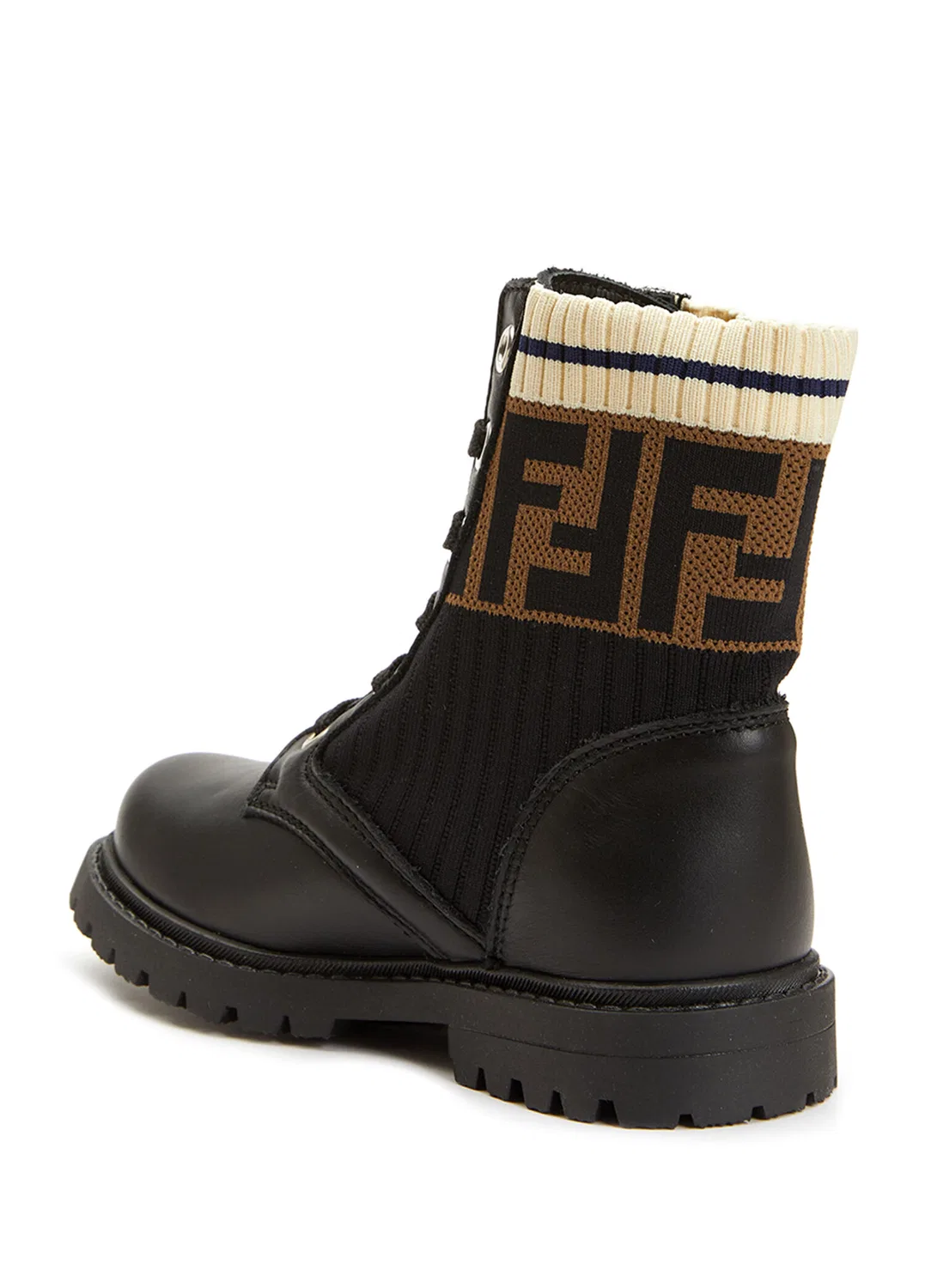 Ботильоны Fendi Siyah Kahverengi Logolu Unisex Çocuk Deri, Siyah-Kahve — фото 3