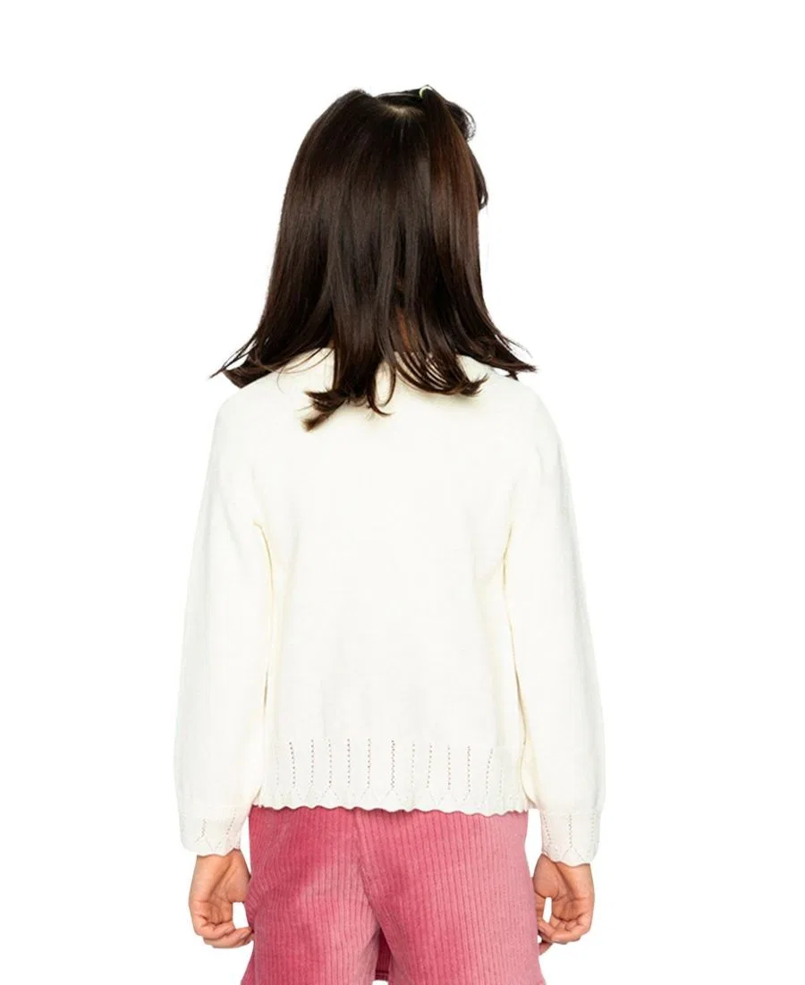 Детский вязаный кардиган с рюшами Girls Must-Haves Deux par Deux, Off-White — фото 4
