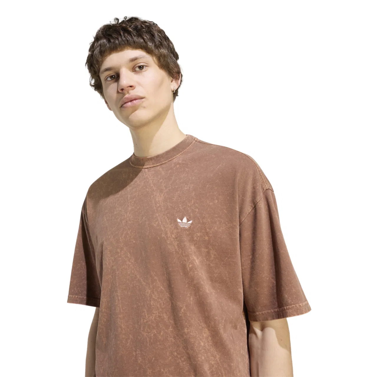 Мужская футболка свободного кроя Trefoil Essentials Washed Loose Shoulder Adidas, Preloved Brown — фото 3