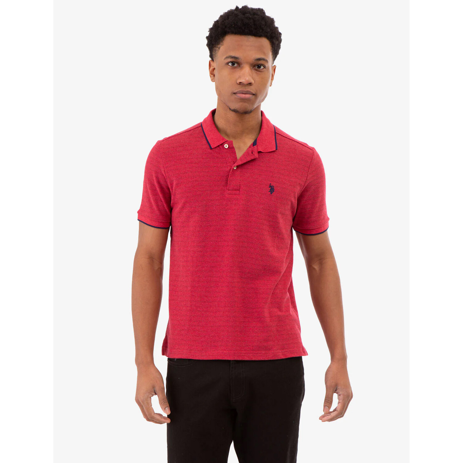 

Футболка-поло U.S. Polo Assn Jacquard marled stripe, красный