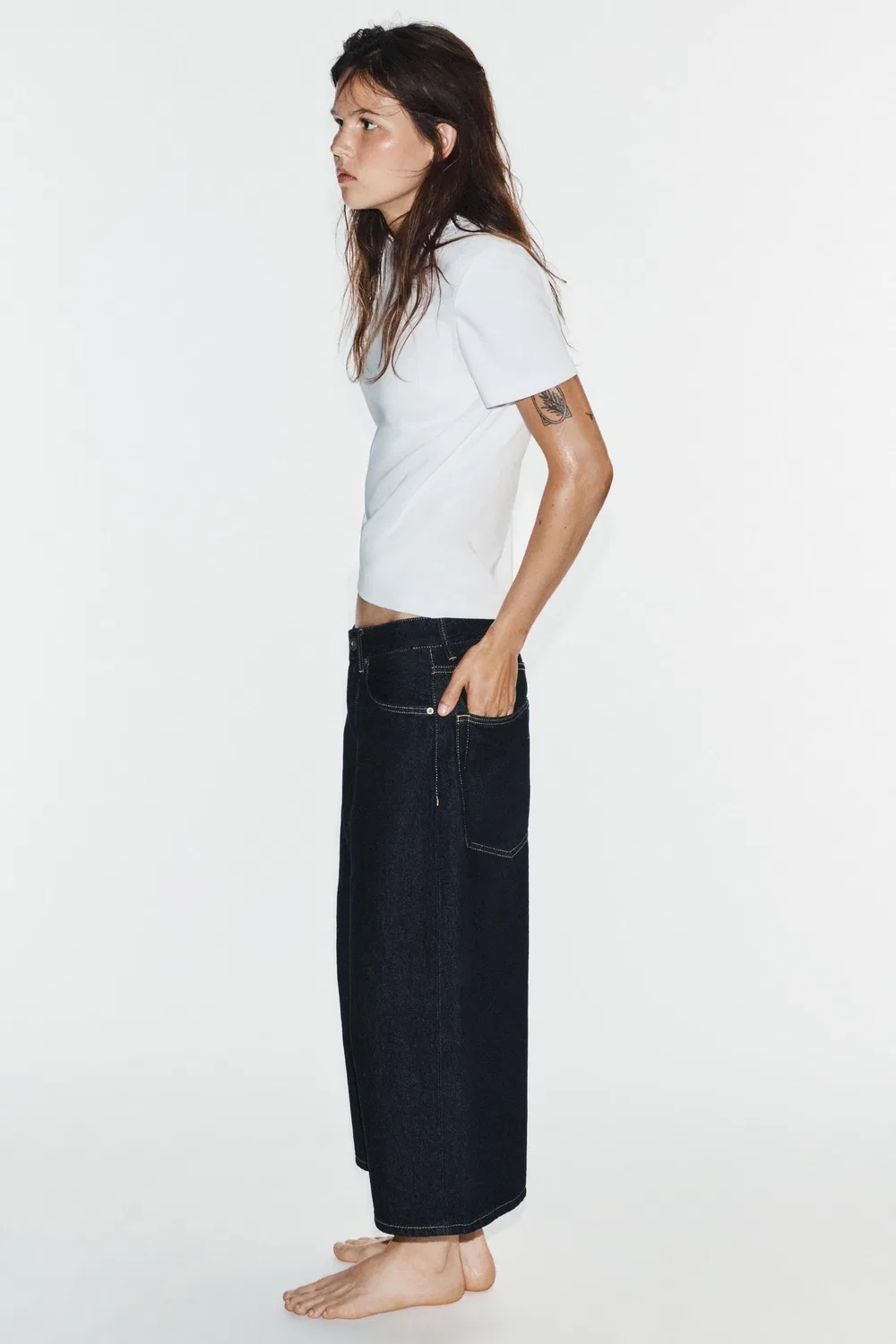 Джинсовые шорты TRF BAGGY ZARA, Dark indigo — фото 4