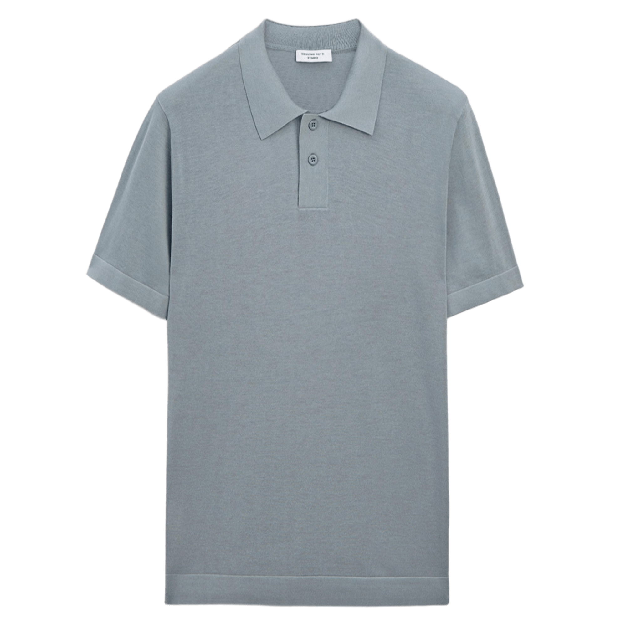 

Футболка-поло Massimo Dutti Short sleeve cotton blend - Studio, светло-голубой