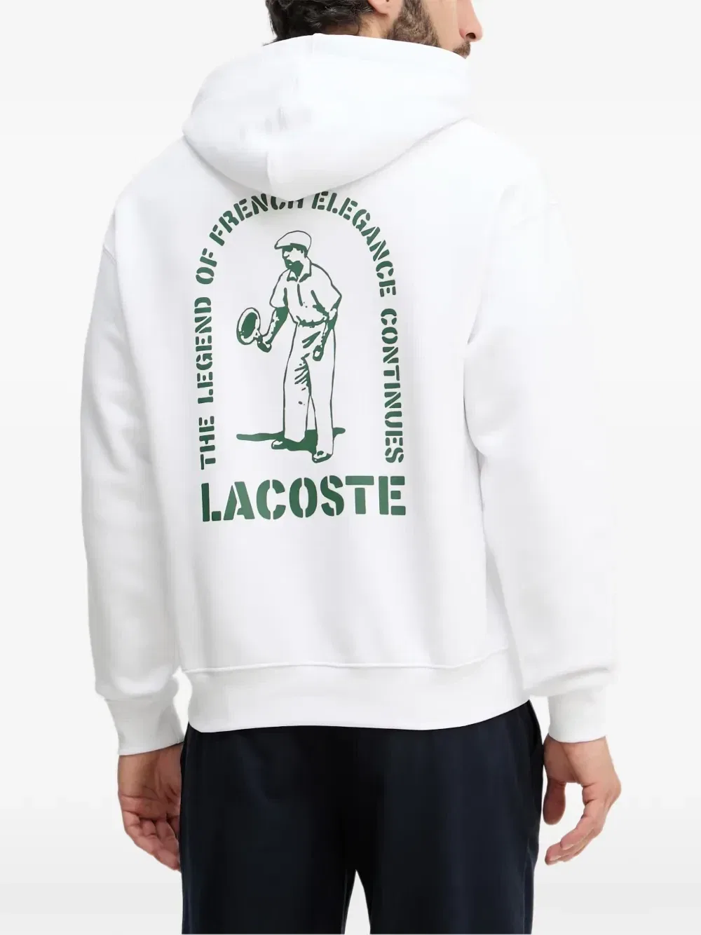 Худи со шнурками и графическим принтом Lacoste, белый — фото 3