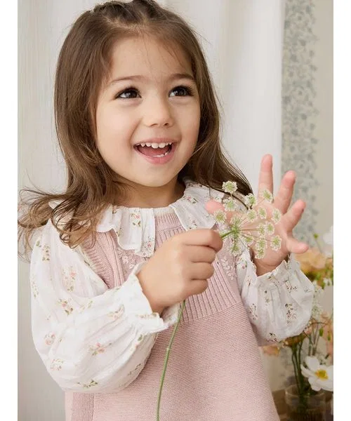 Детский свитер с цветочной вышивкой Sweetpea Marle Abbie Flower JAMIE KAY, Розовый — фото 4