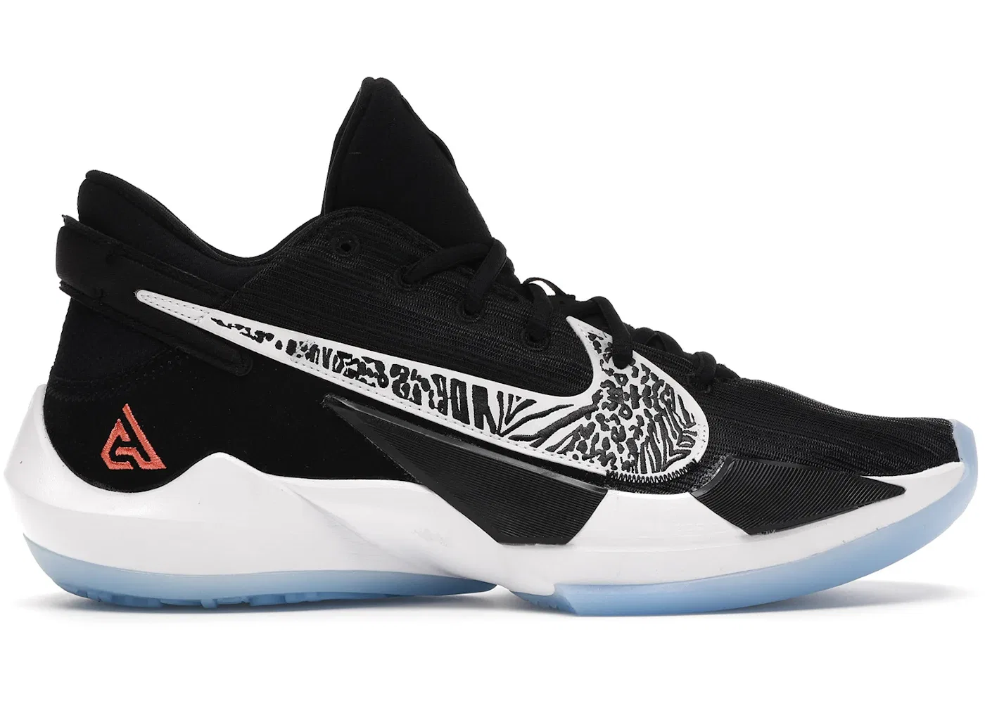 Детские кроссовки для мальчиков баскетбольные Nike Zoom Freak 2, Black/Off Noir-White-Solar Flare