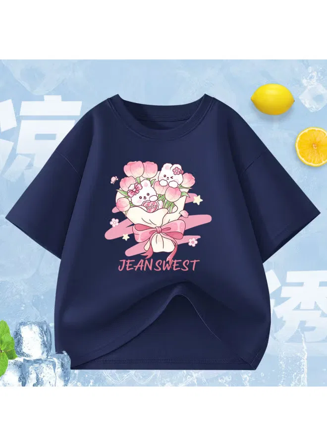 Футболка с принтом для девочки, Jeanswest, темно-синий — фото 2