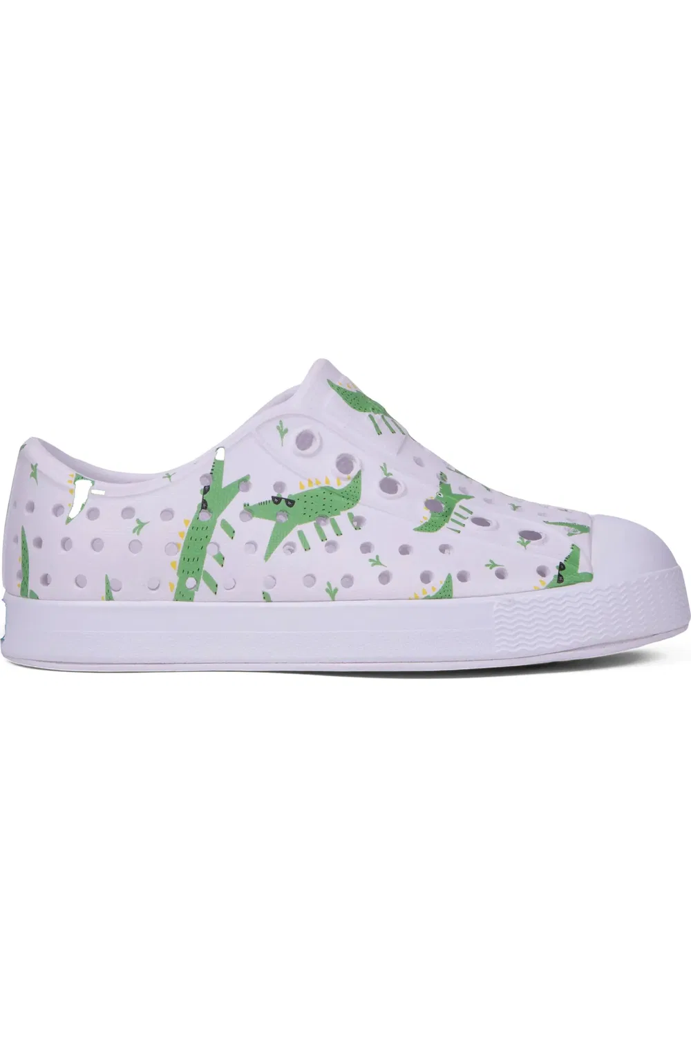Детские кеды водонепроницаемые на плоской подошве Jefferson Native Shoes, White/Alligators — фото 3