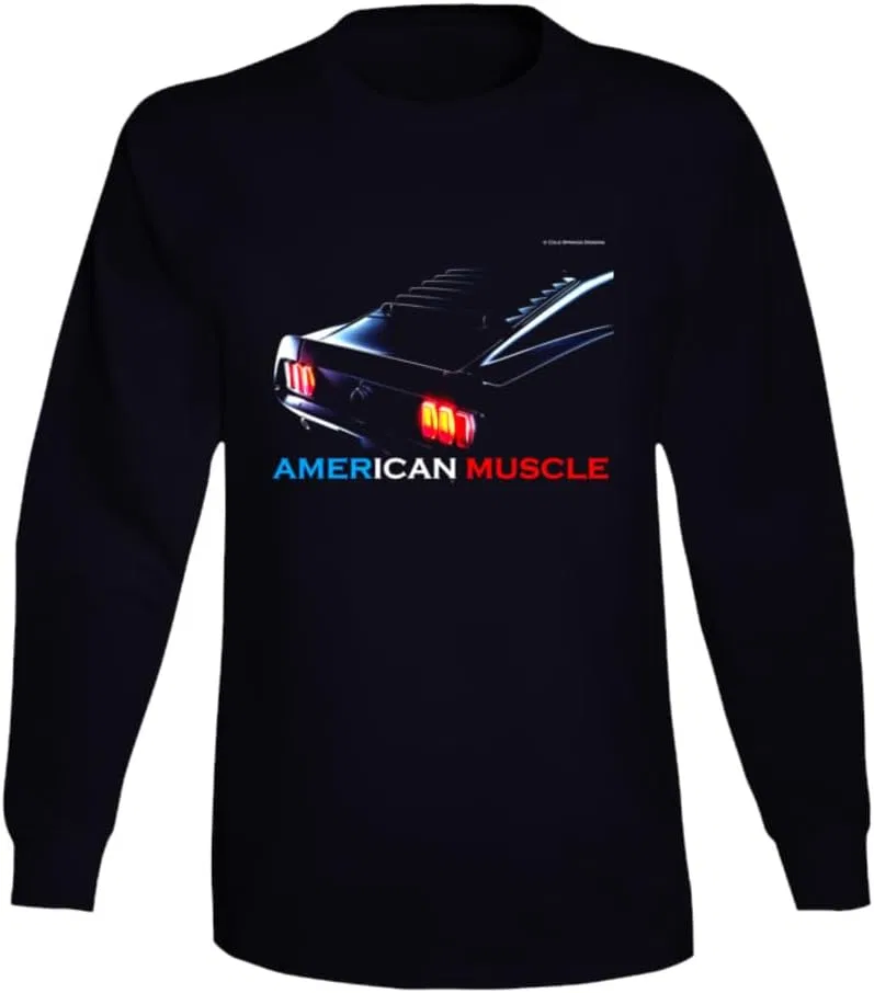 Мужская футболка с длинным рукавом с принтом American Muscle 69 Mustang Fastback, Black
