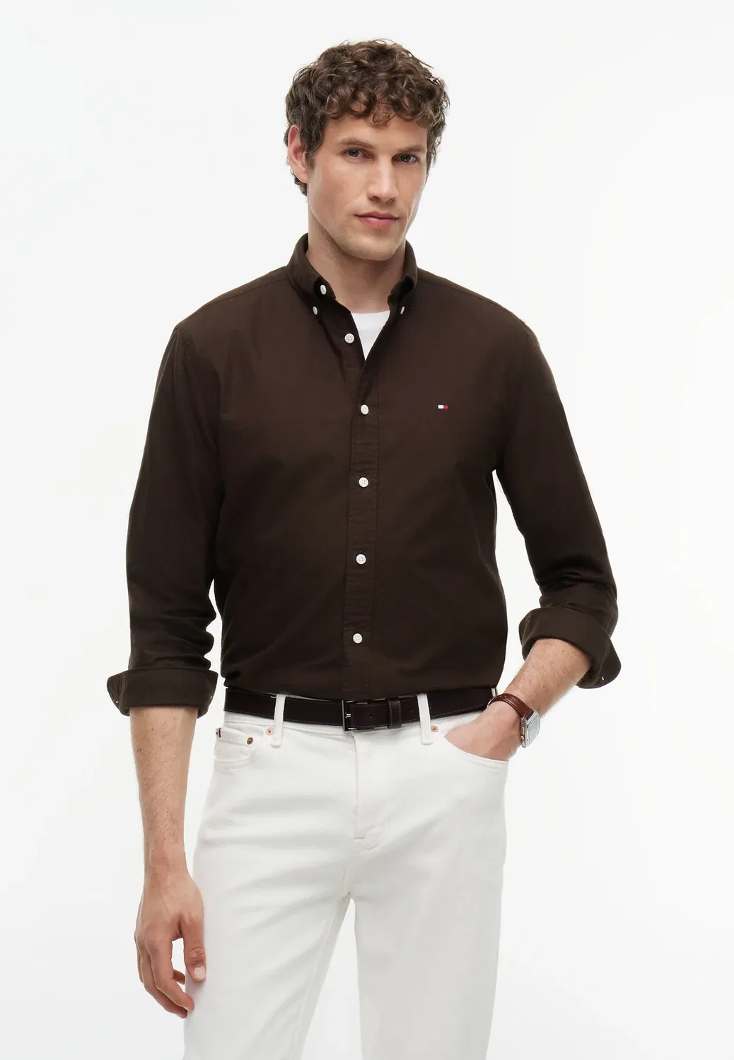 Рубашка Solid heritage oxford rf - рубашка Tommy Hilfiger, Dark Coffee/Dark Coffee Solid