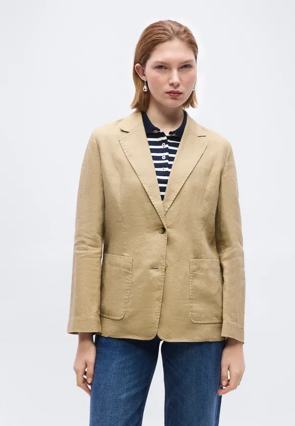 Блейзер из льна New essential, Tommy Hilfiger, Beige, бежевый — фото 3