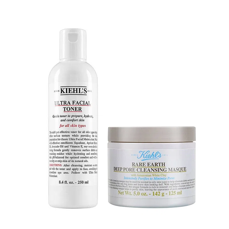 Набор для ухода за кожей Kiehl's с белой глиной и увлажняющей водой, 125 мл + 250 мл, Kiehl's, White Clay Mask With High Hydration