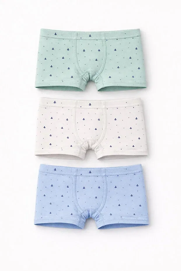 Детские боксеры для мальчиков хлопковые набор из 3 шт Young Mini Kanka, Multicolored Blue-Green-White