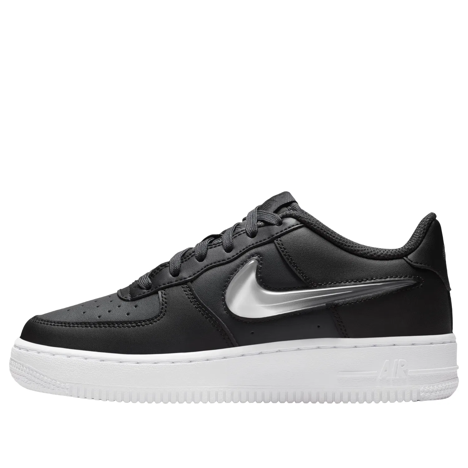 Детские кроссовки Nike Air Force 1 с кожаным верхом Dark Smoke Grey Black White, черный