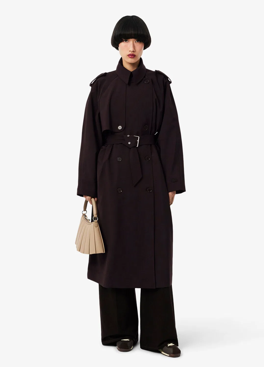 Тренчкот Lacoste oversize fit, коричневый — фото 2