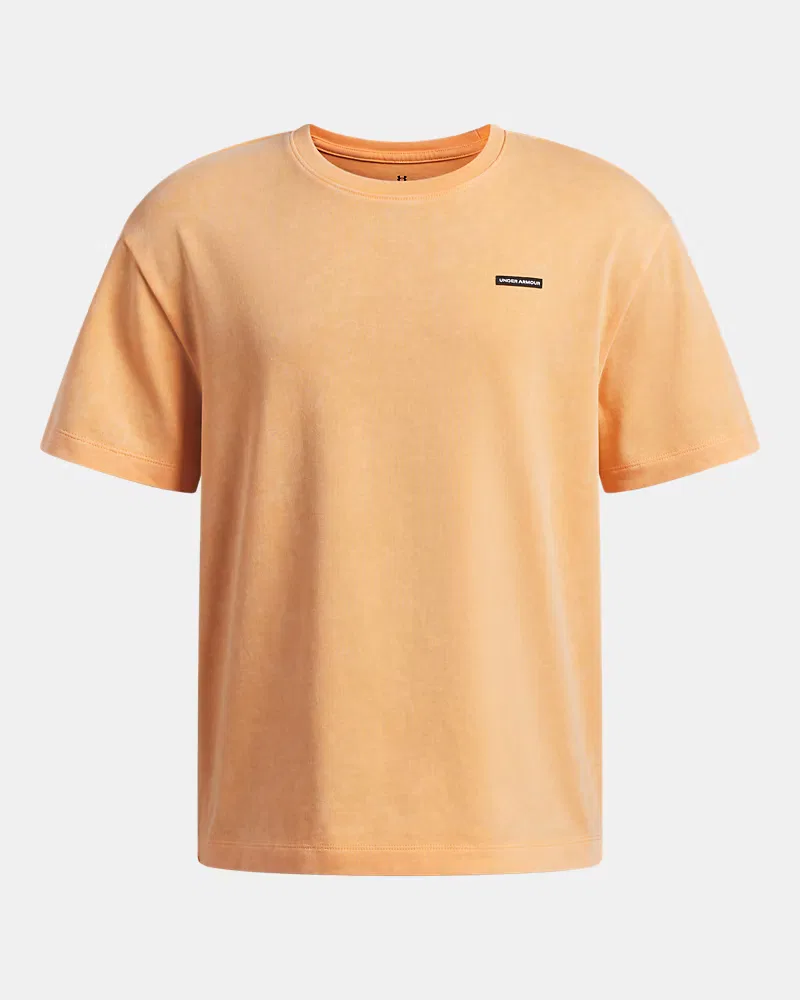 Футболка оверсайз для мальчиков с эффектом wash UA Heavyweight Wash UnderArmour, Orange Bloc/White