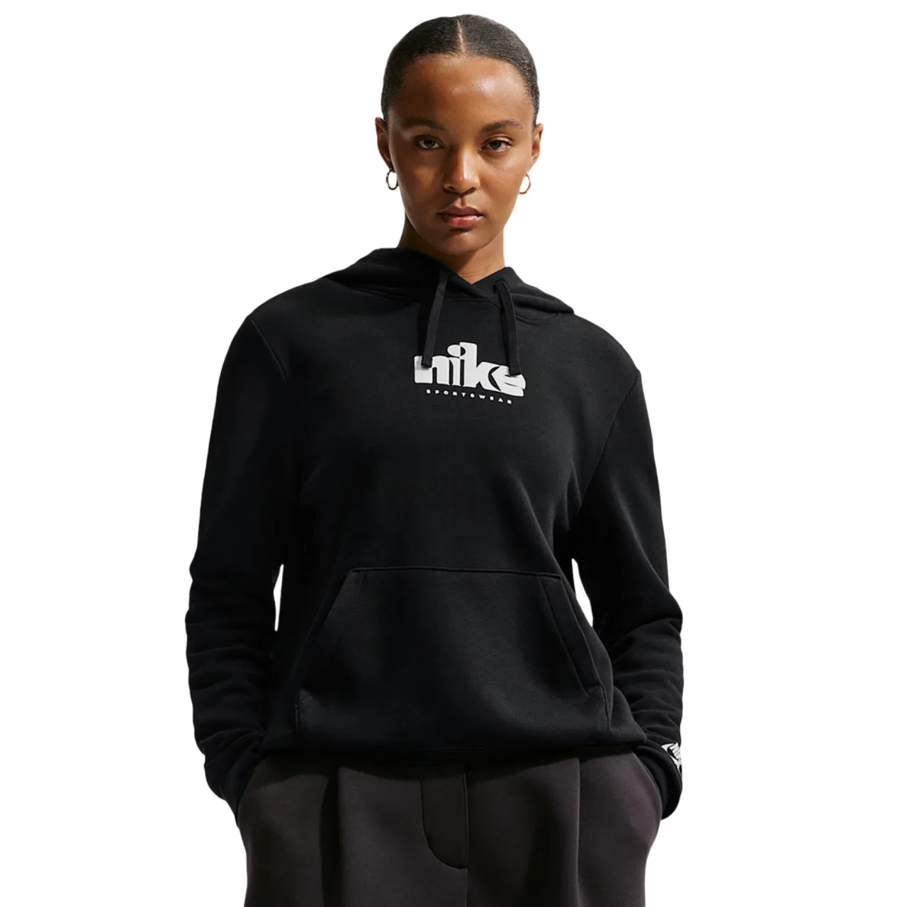 Женская толстовка Club Fleece Nike, черный/белый
