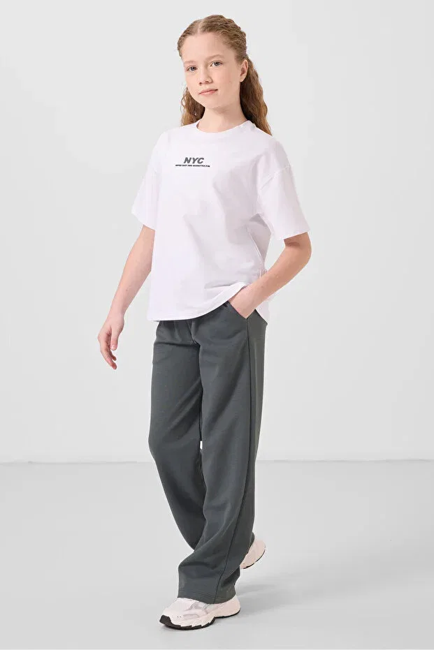 Детский спортивный костюм для девочек с принтом Tommy Life, White/Khaki — фото 4