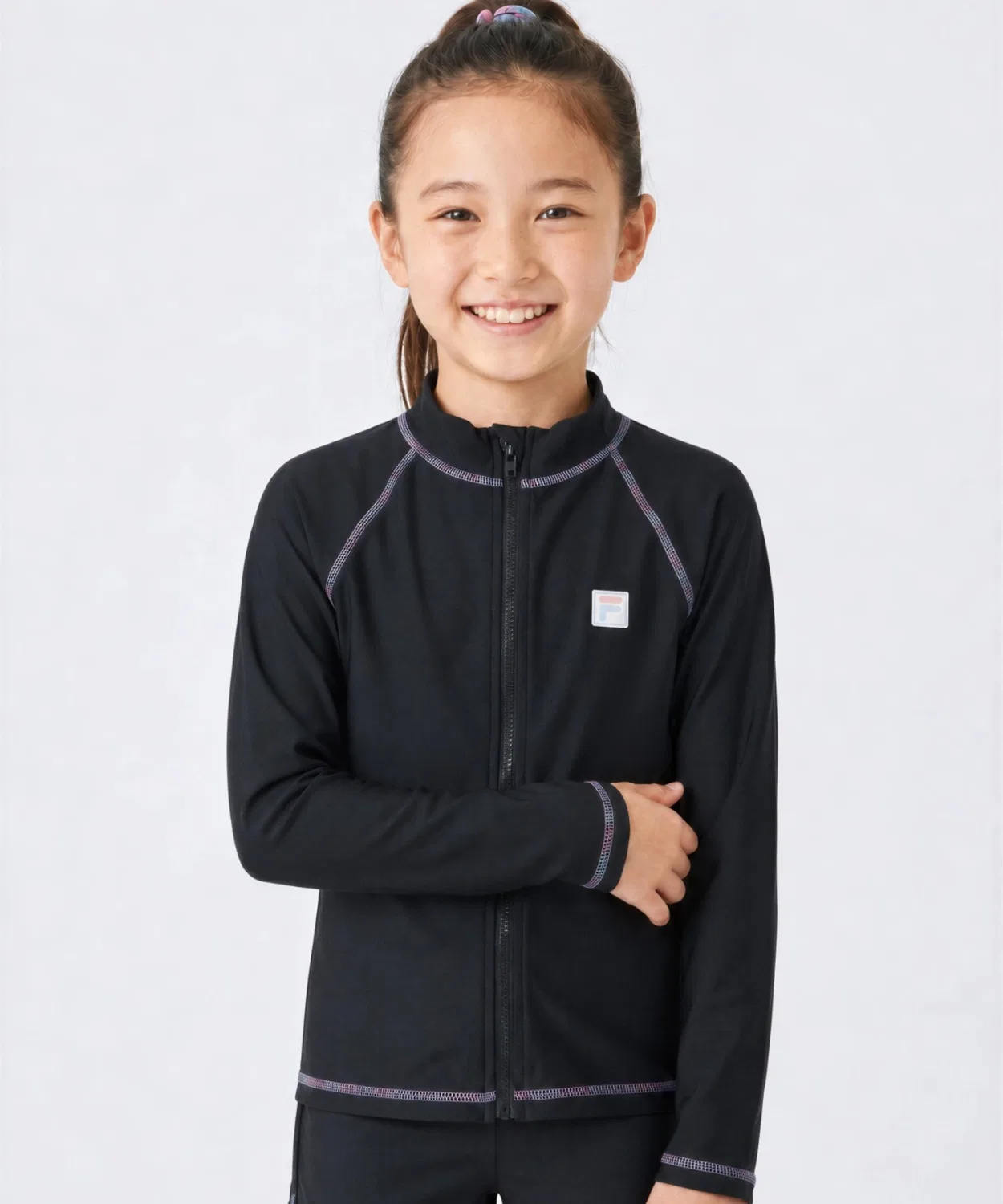 Детский рашгард с длинным рукавомRainbow Stitch FILA, Black