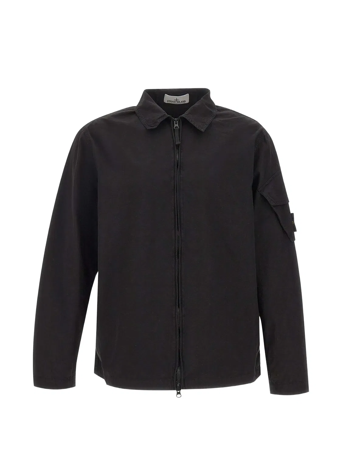 Куртка на молнии из хлопка черного цвета Stone Island, черный