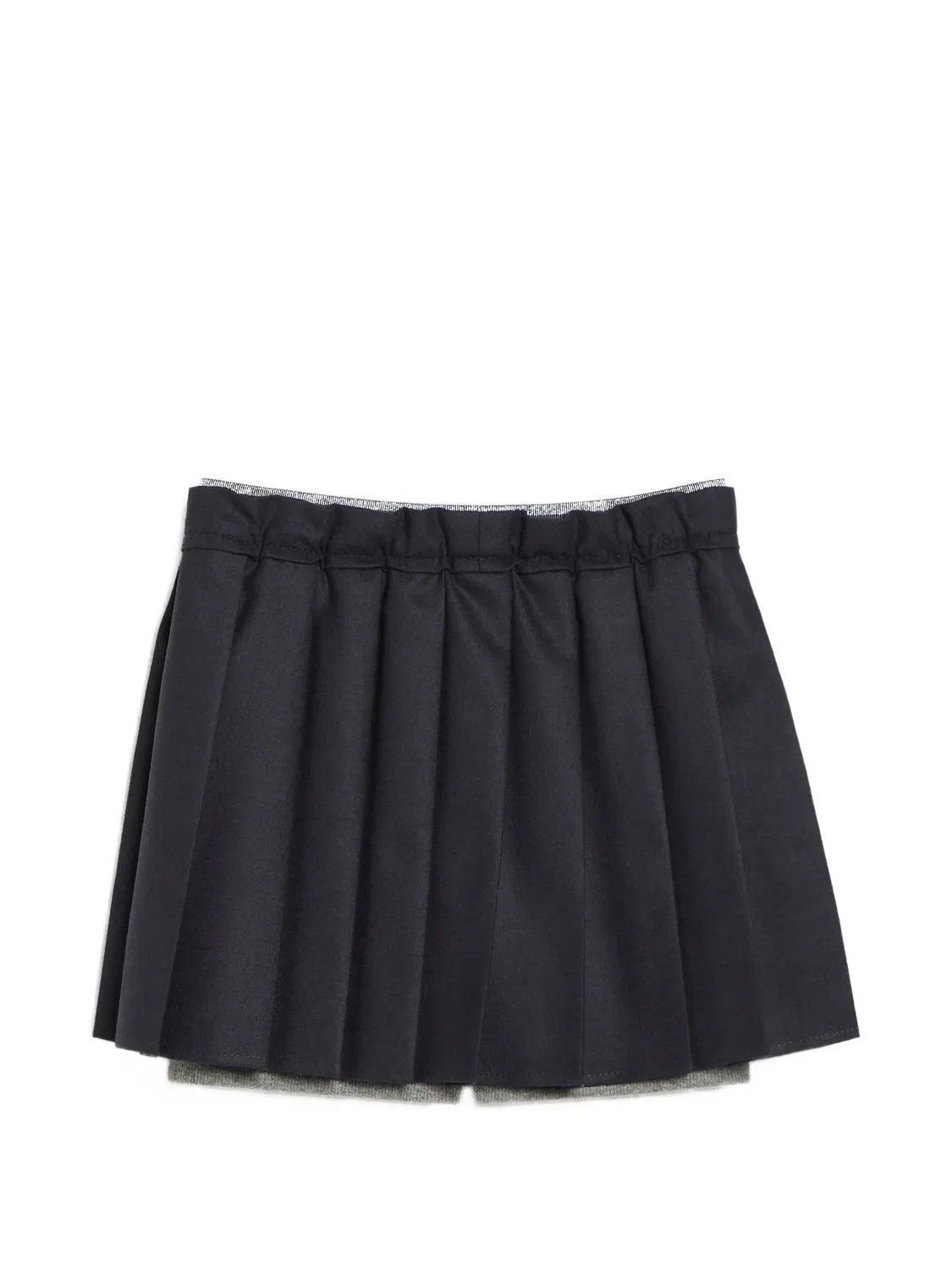 Плиссированная юбка мини из вирджинской шерсти Brunello Cucinelli Kids, черный — фото 2