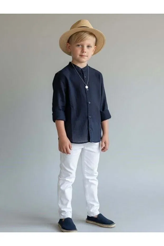 Детская рубашка с длинным рукавом Zekids, Navy Blue