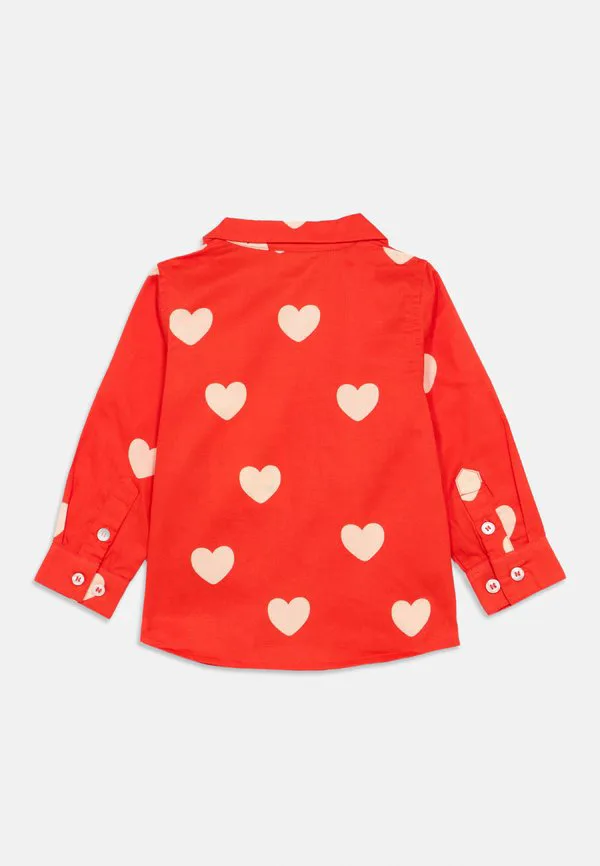 Рубашка с сердечками, унисекс, блузка на пуговицах Mini Rodini, Red — фото 2