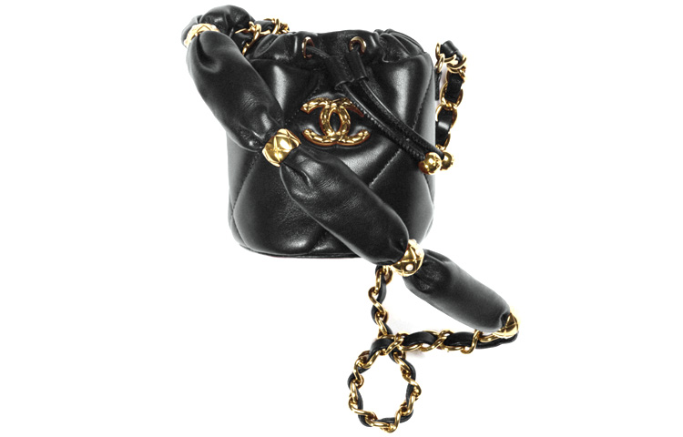 

CHANEL Полированный ламбскин ведро сумка, женская сумка, сумка через плечо, кроссбоди black