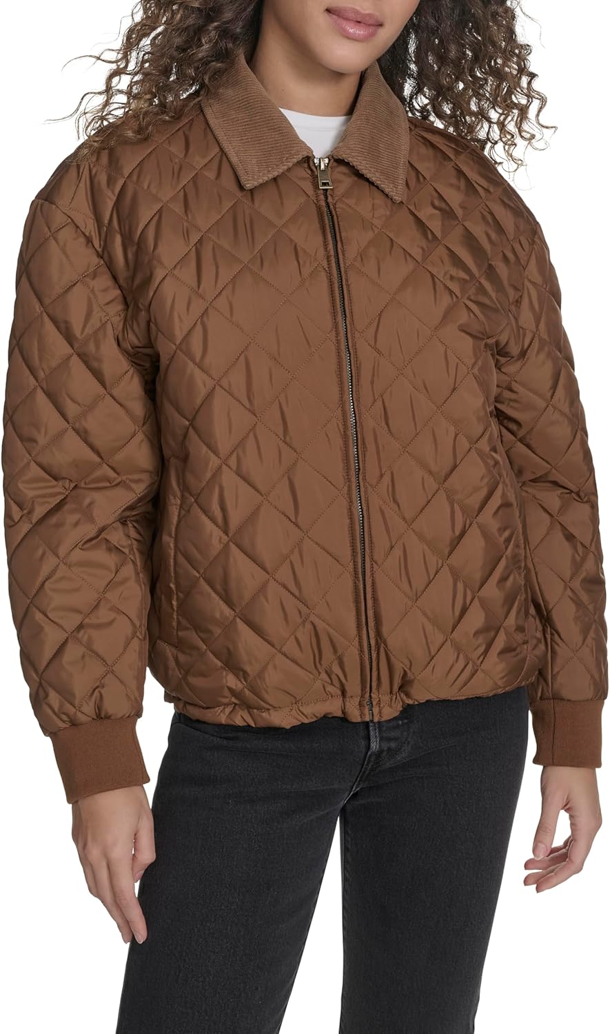 

Levi's Женская куртка с ромбовидной стёжкой и воротником из вельвета, Bison