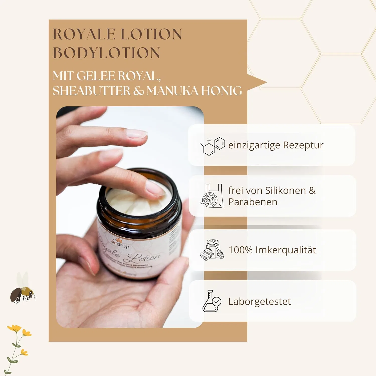 Лосьон для тела «Royale Lotion» с маточным молочком и маслом ши от bedrop, 3 x 100 г Bedrop — фото 3