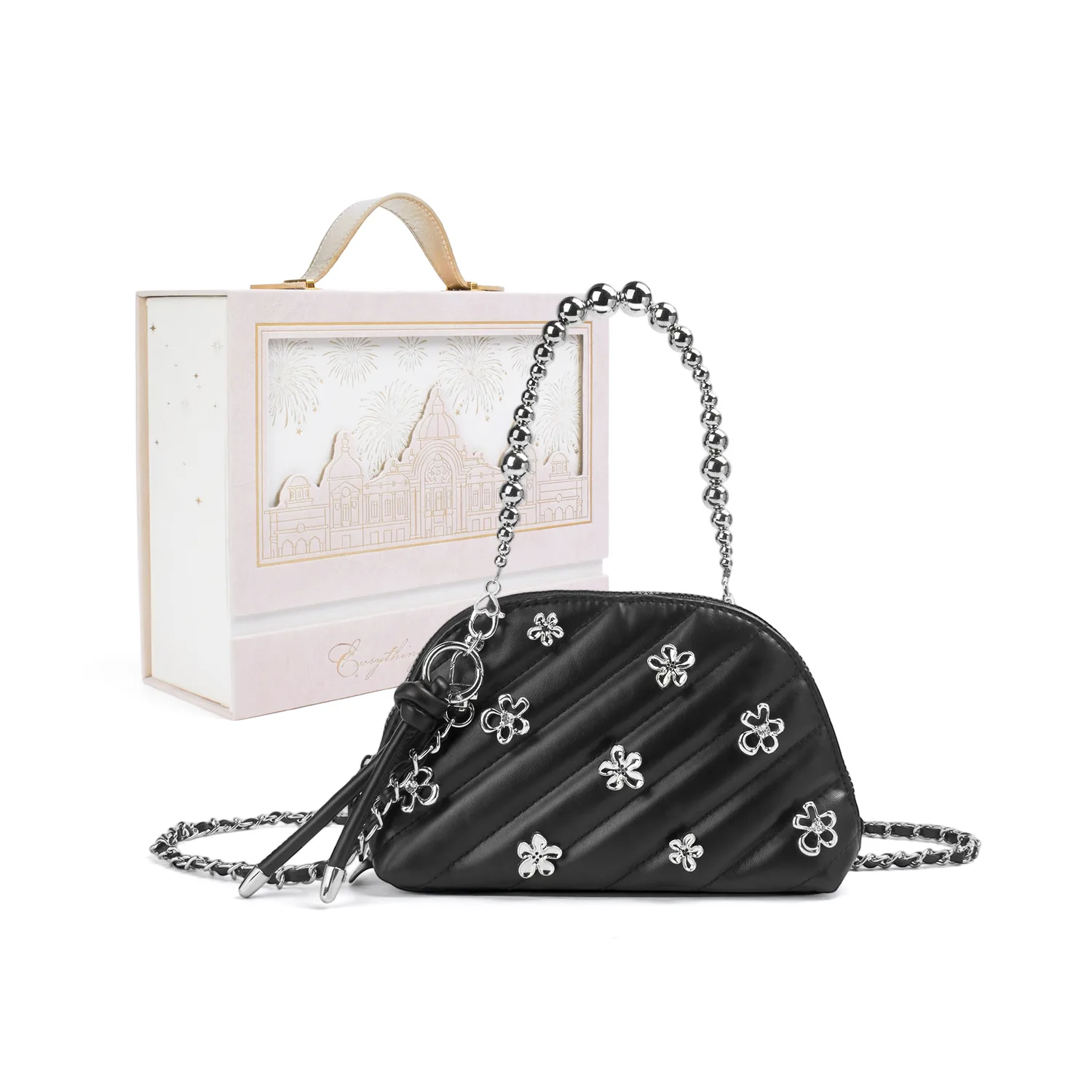 Косметичка женская SAINT LAURENT, Silver Flower Nocturne — фото 2