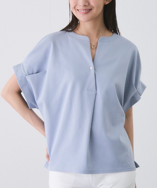 

Футболка с застежкой на пуговицы и рукавами со складками Jayro, синий