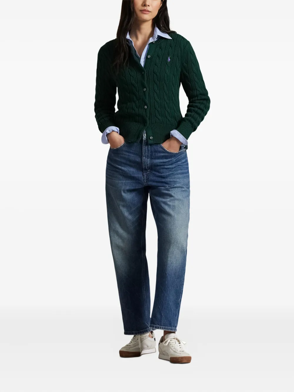 Кардиган фактурной вязки POLO RALPH LAUREN, зеленый — фото 2