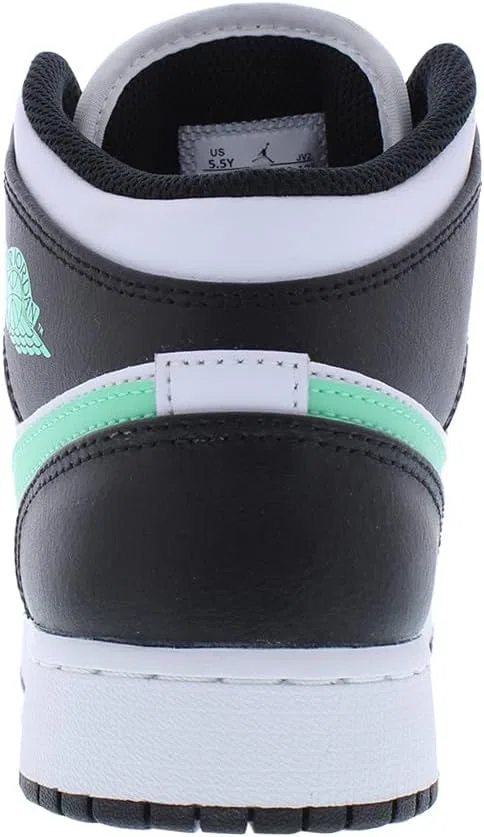 Детские кроссовки Nike Air Jordan 1 Mid, White/Black/Green Glow — фото 4